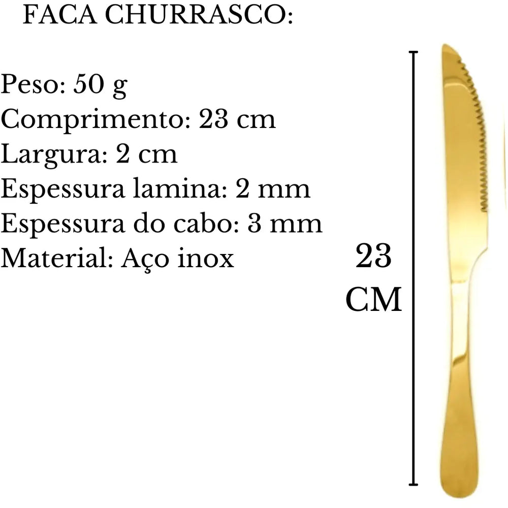 Faqueiro 24pçs Positano Dourado Inox Lyor Lyor