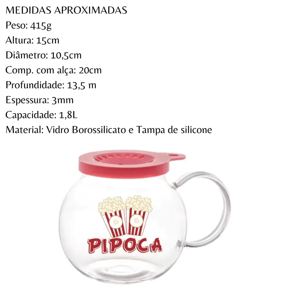 Pipoqueira P/ Micro-ondas 1,8l Vidro Lyor