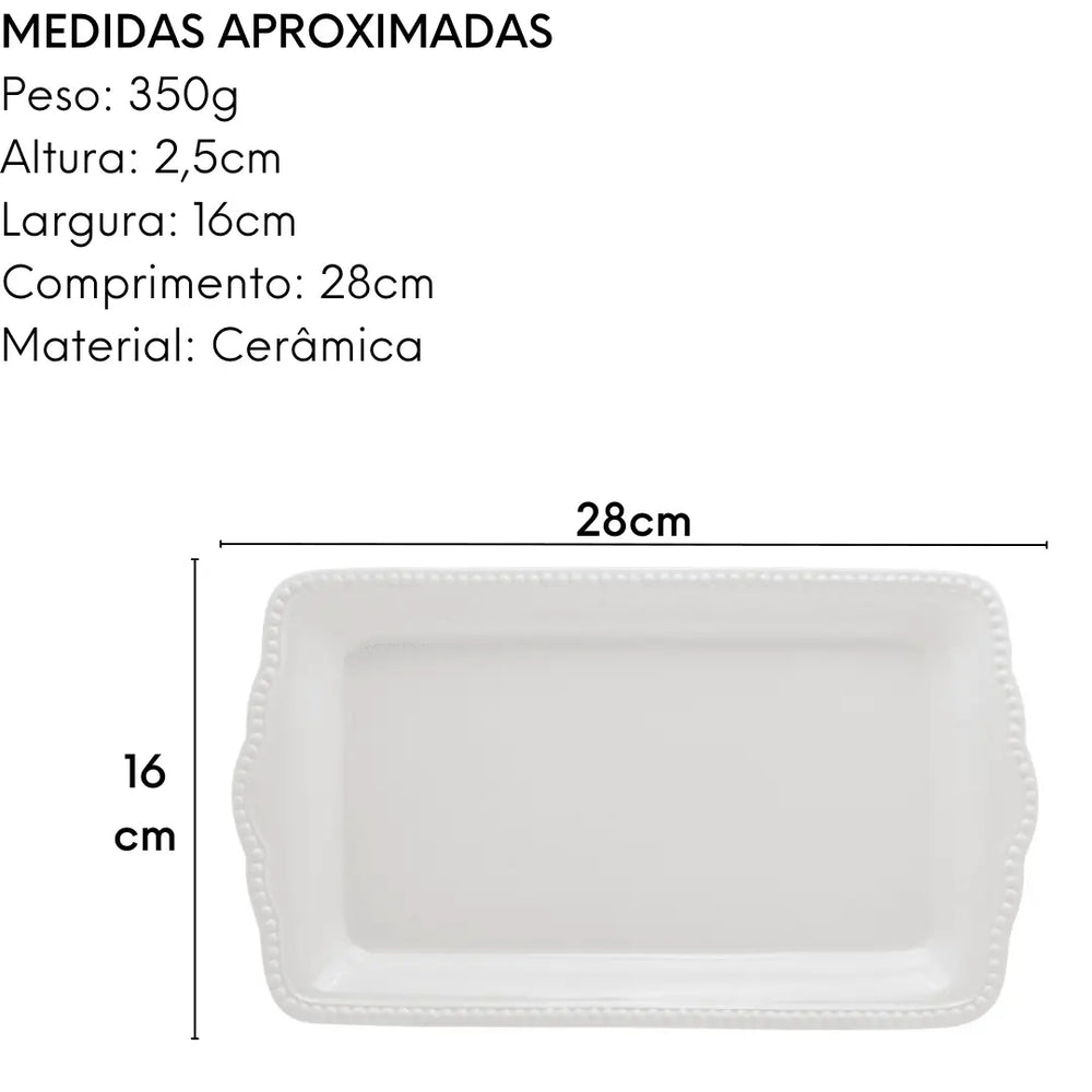 Bandeja Dots Cerâmica Retangular Lyor
