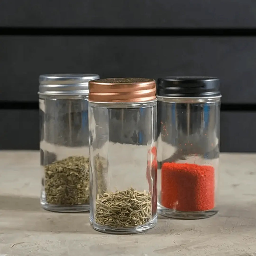 Pote Saleiro 80ml Em Vidro Tampa Sortida C/ Furos Lyor