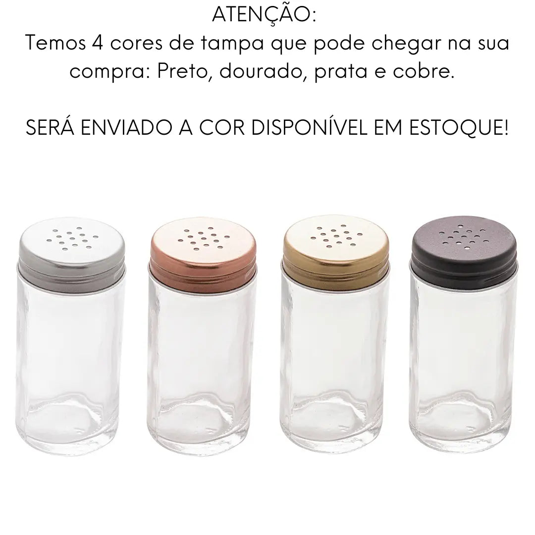 Pote Saleiro 80ml Em Vidro Tampa Sortida C/ Furos Lyor