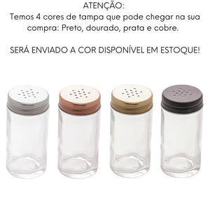 Pote Saleiro 80ml Em Vidro Tampa Sortida C/ Furos Lyor