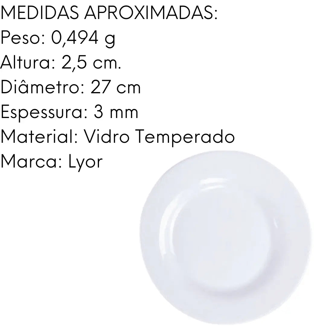 Prato Raso De Vidro Opalino Diwali Branco Lyor