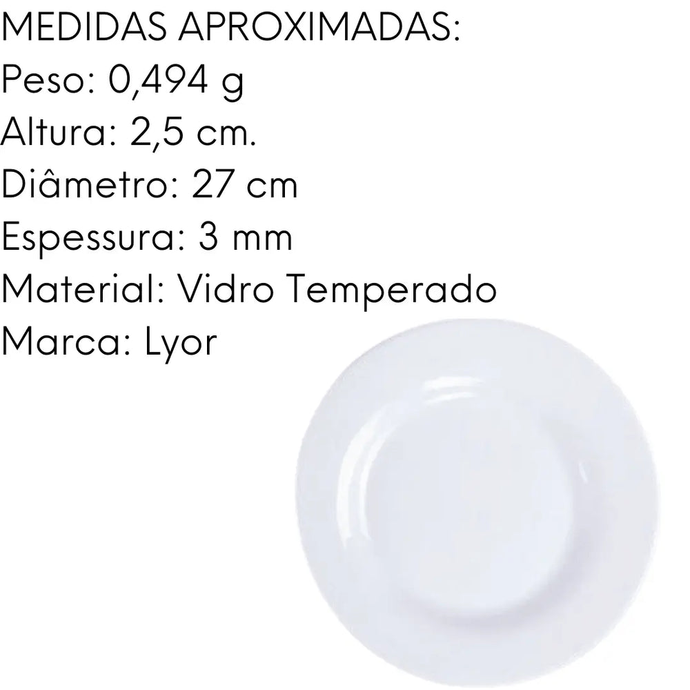 Prato Raso De Vidro Opalino Diwali Branco Lyor