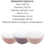 Conjunto 3 Bowls C/ Tampa Bambu Ecológico Cores Sortidas Lyor