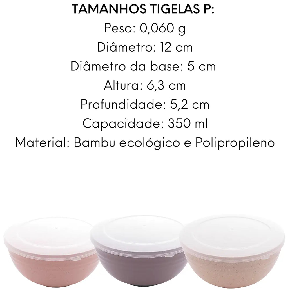 Conjunto 3 Bowls C/ Tampa Bambu Ecológico Cores Sortidas Lyor
