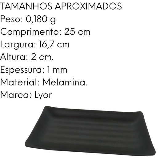 Travessa Retangular Melanina 25 Cm Preto Tóquio