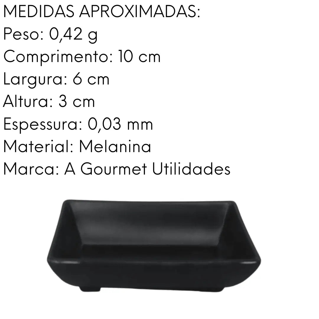 Porta Shoyu Retangular Melanina Tóquio Preto Lyor