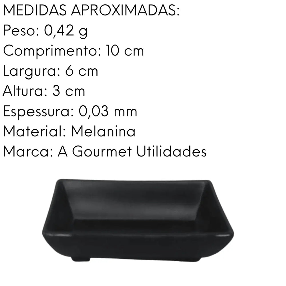 Porta Shoyu Retangular Melanina Tóquio Preto Lyor