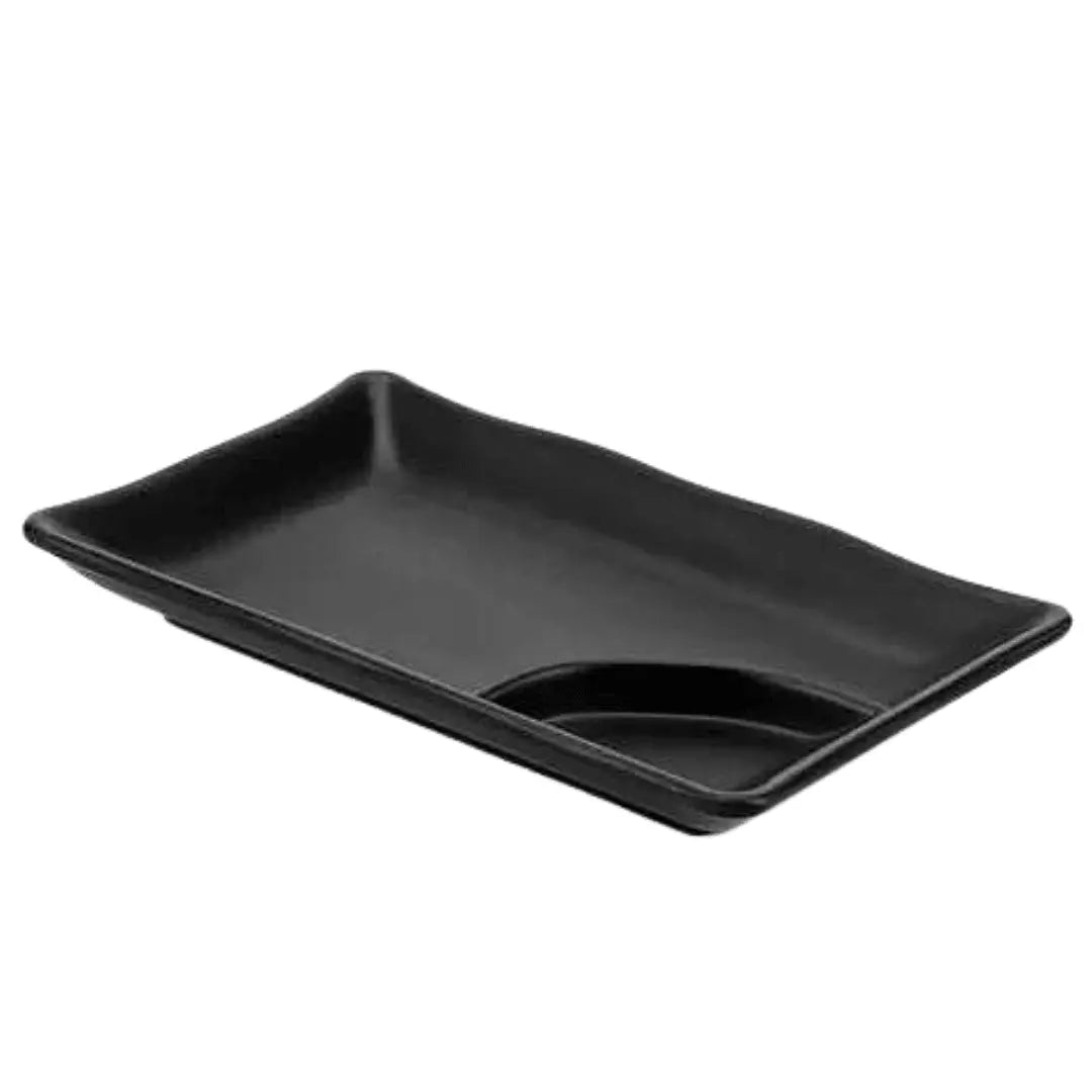 Travessa Melanina Sushi Com Porta Shoyu Preto Lyor