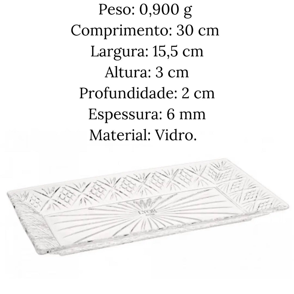 Prato Retangular Em Vidro Dublin Lyor Lyor