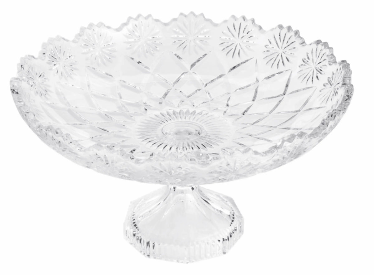 Centro de Mesa com Pé Diamond de Vidro Lyor