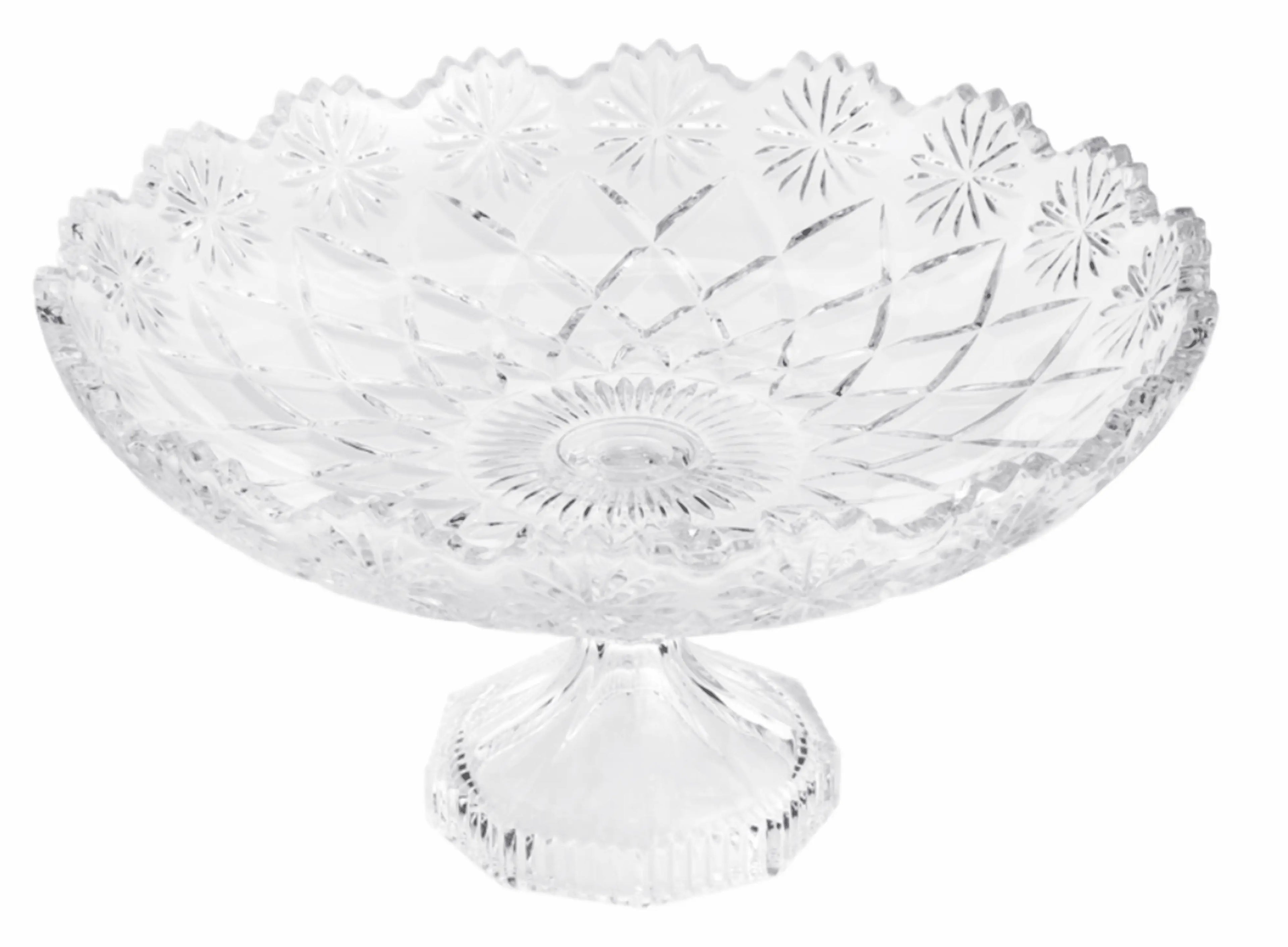 Centro de Mesa com Pé Diamond de Vidro Lyor