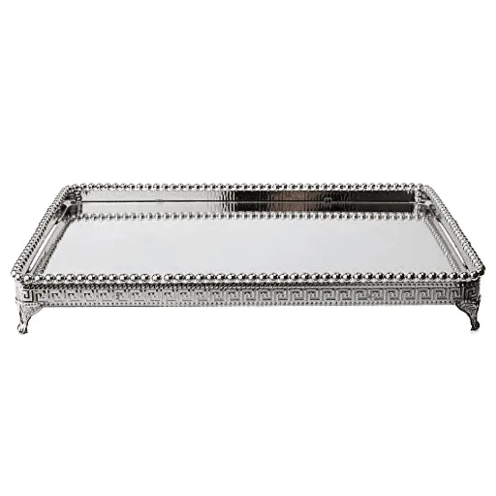 Bandeja Decorativa Espelhada Em Zamac Prateada Lyor