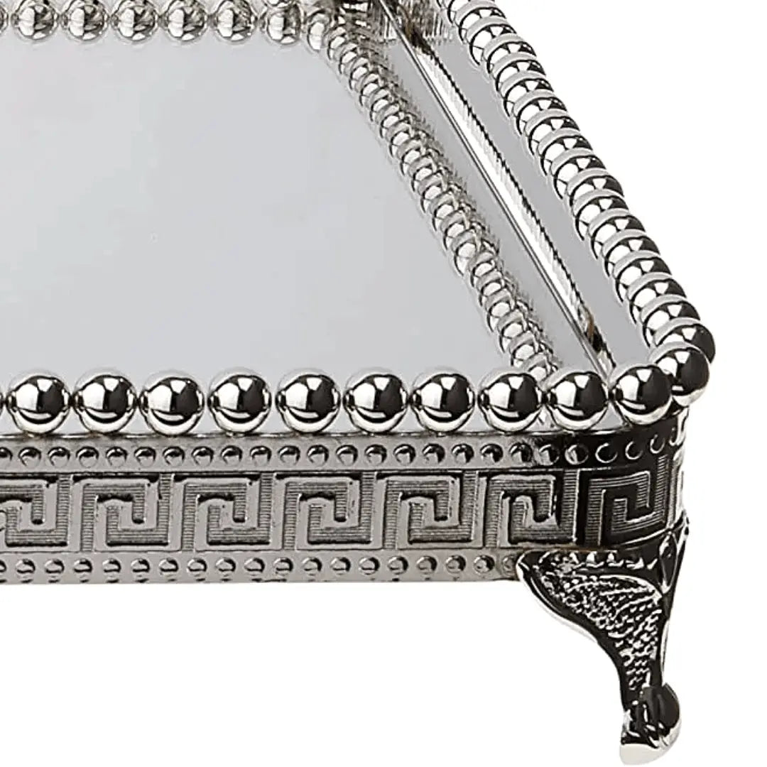 Bandeja Decorativa Espelhada Em Zamac Prateada Lyor