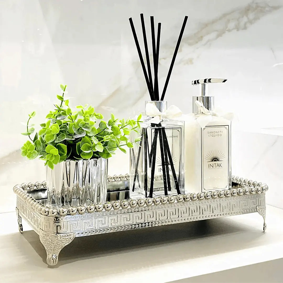 Bandeja Decorativa Espelhada Em Zamac Prateada Lyor