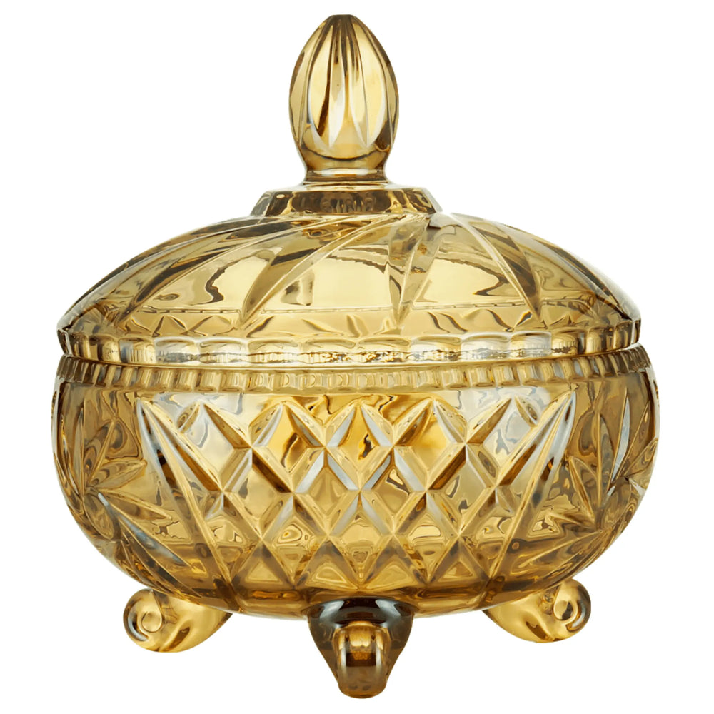 Potiche com Pé Prima de Vidro Âmbar Lyor