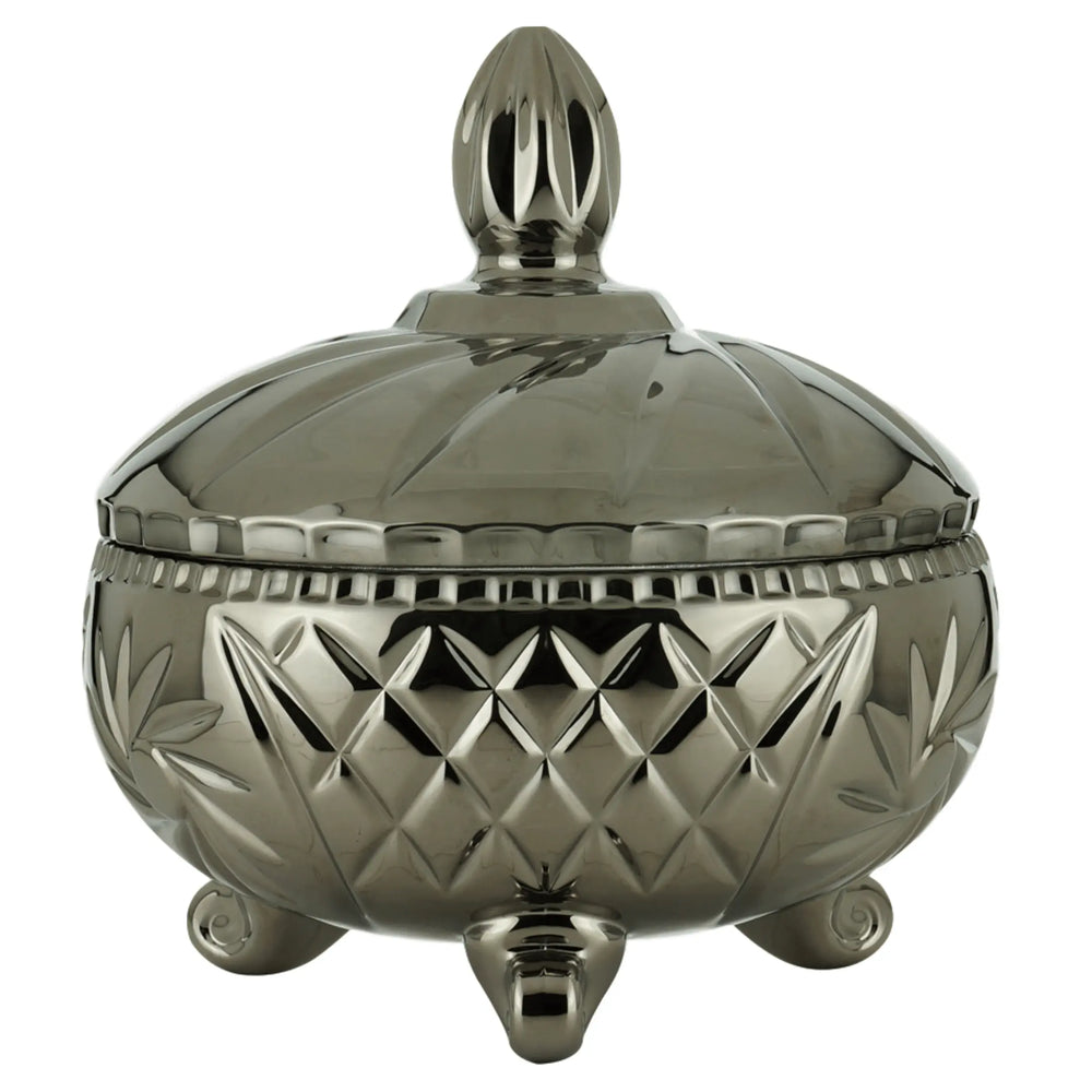 Potiche Cinza Metalizado Decorativo para Mesa Lyor