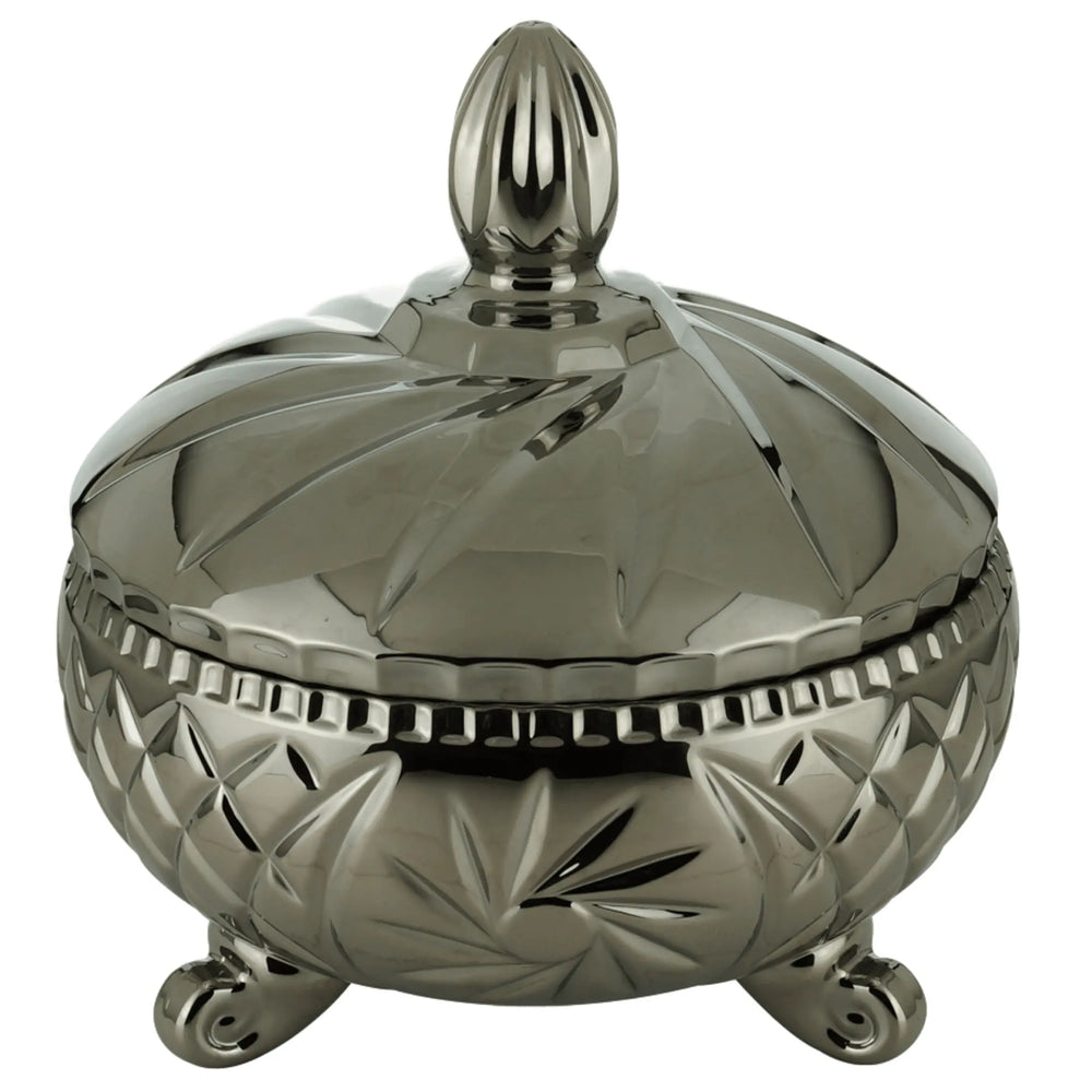 Potiche Cinza Metalizado Decorativo para Mesa Lyor