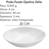 Prato Fundo Opalino Zélie 20cm Vidro Branco