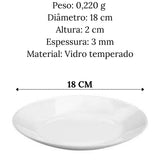 Prato Sobremesa Opalino Zelie 18cm Vidro Temperado Lyor