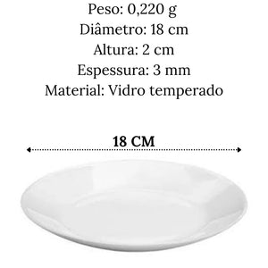 Prato Sobremesa Opalino Zelie 18cm Vidro Temperado Lyor