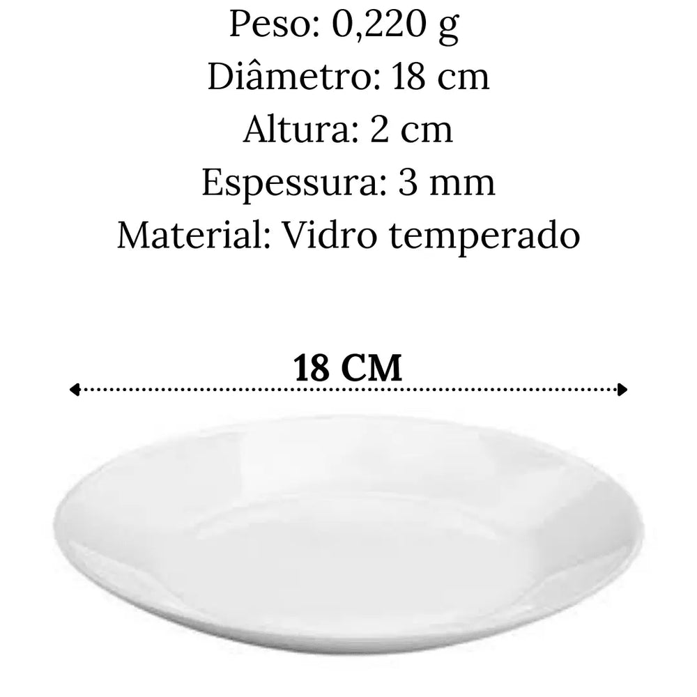 Prato Sobremesa Opalino Zelie 18cm Vidro Temperado Lyor