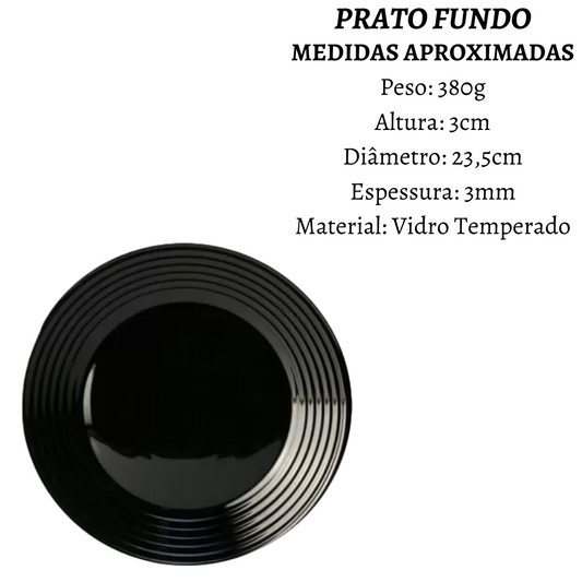 Prato Fundo Harena Black 23 cm