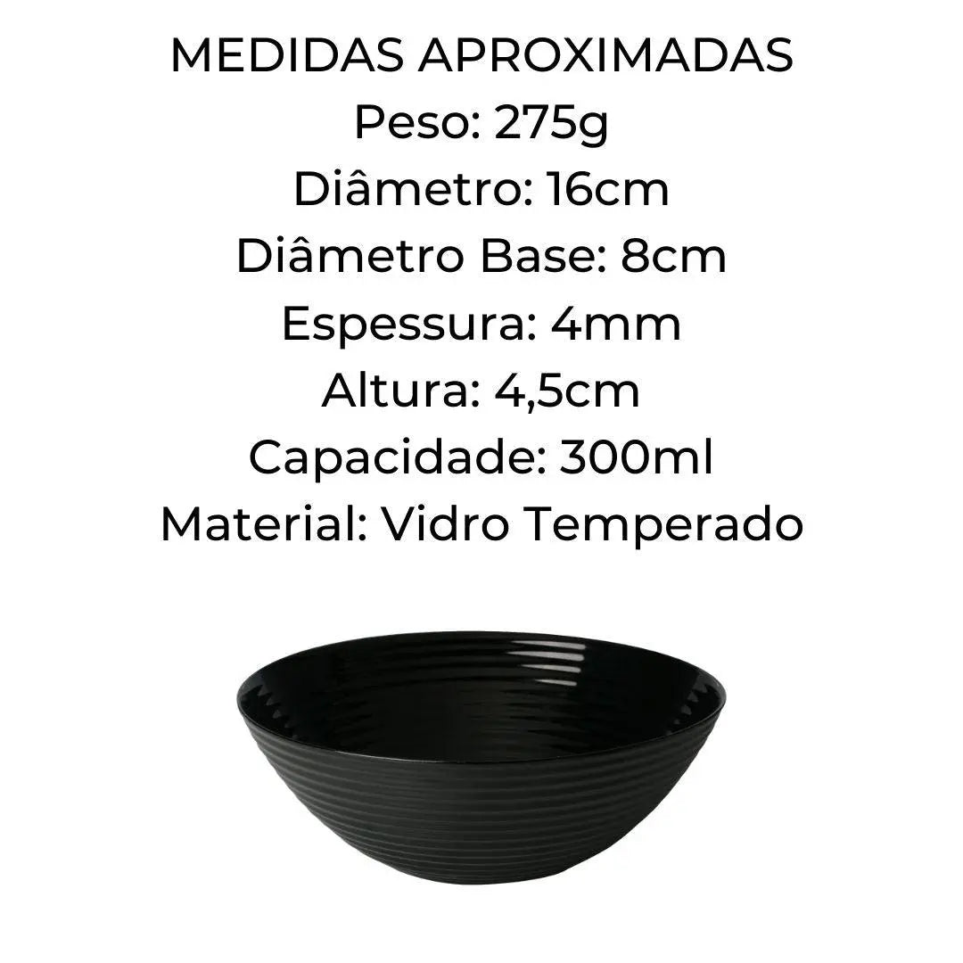 Bowl de Vidro Harena Black 16cm Lyor