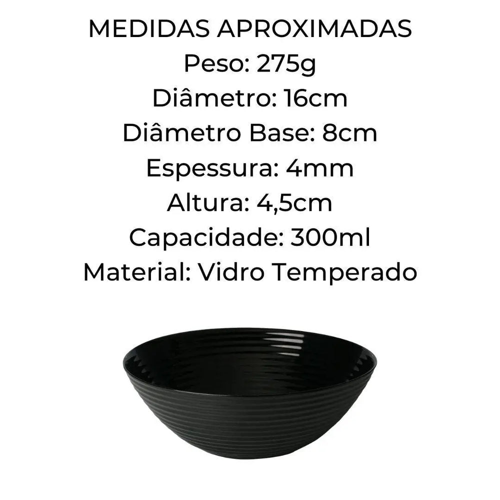 Bowl de Vidro Harena Black 16cm Lyor
