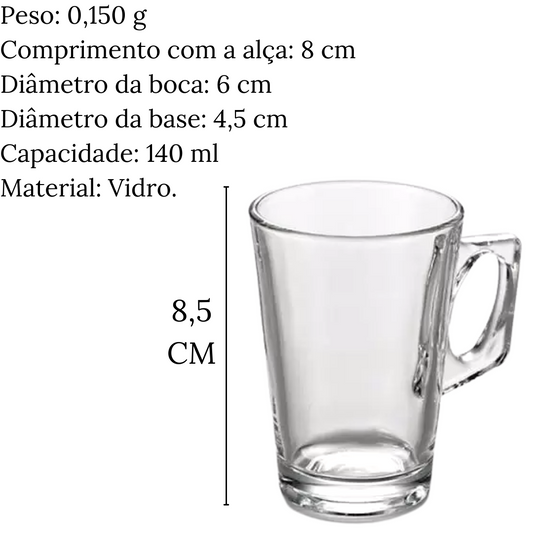 Caneca Cappuccino 140ml Experience Vidro Elegante