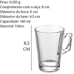 Caneca Cappuccino 140ml Experience Vidro Elegante Lyor