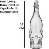 Garrafa Vidro Caveira Rock Style 1 Litro Lyor
