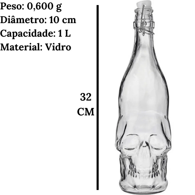 Garrafa Vidro Caveira Rock Style 1 Litro Main Image
