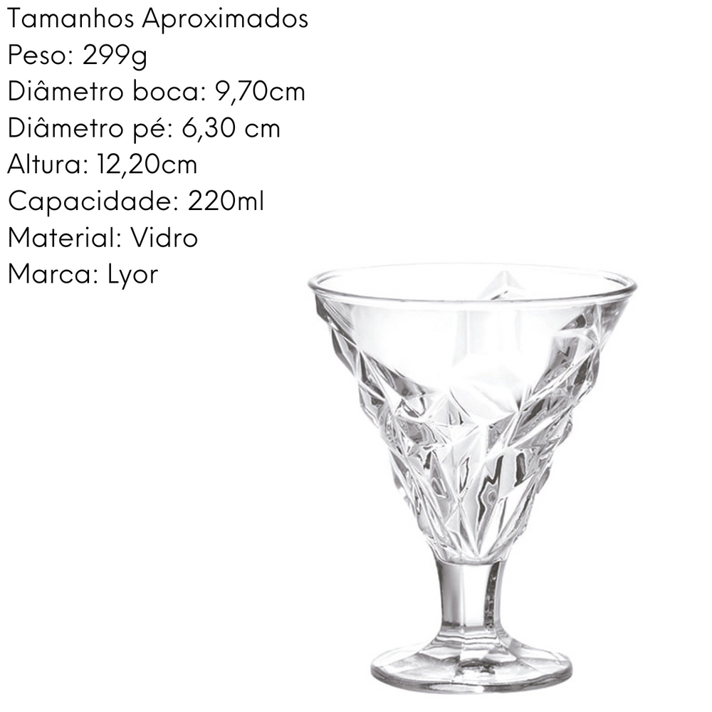 Taça Para Sobremesa 220 ML Merida Vidro Lyor