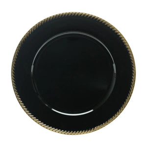 Sousplat Preto Bordado Profissional 33 Cm Lyor