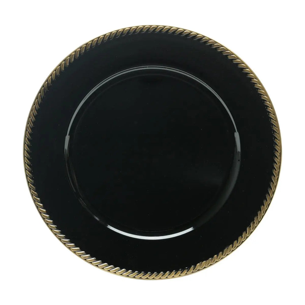 Sousplat Preto Bordado Profissional 33 Cm Lyor