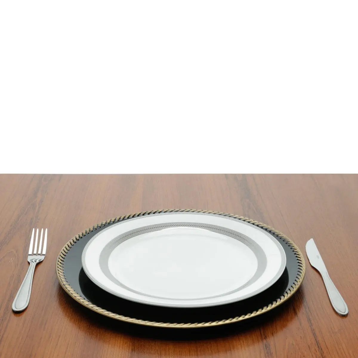 Sousplat Preto Bordado Profissional 33 Cm Lyor