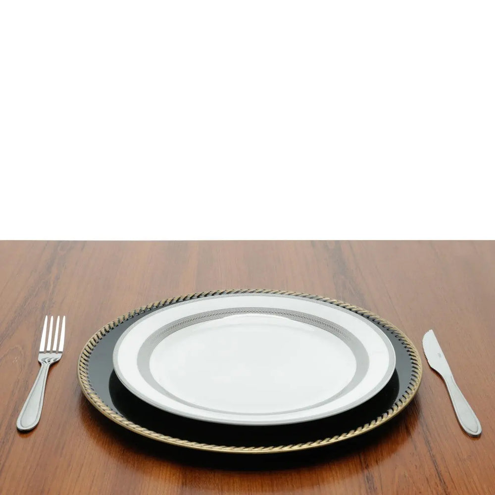 Sousplat Preto Bordado Profissional 33 Cm Lyor