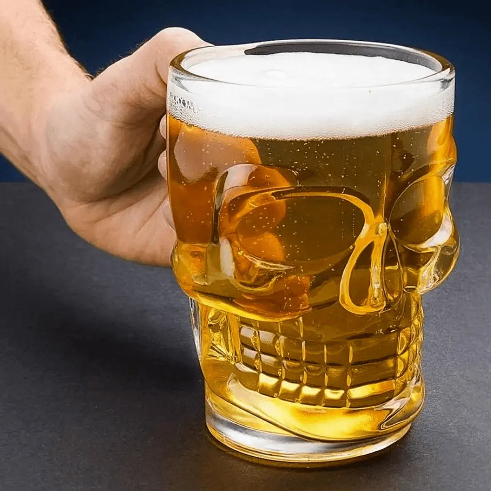 Caneca Chopp De Vidro Modelo Caveira 365 ML Lyor