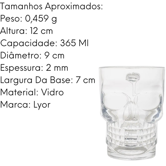 Caneca Chopp De Vidro Modelo Caveira 365 ML