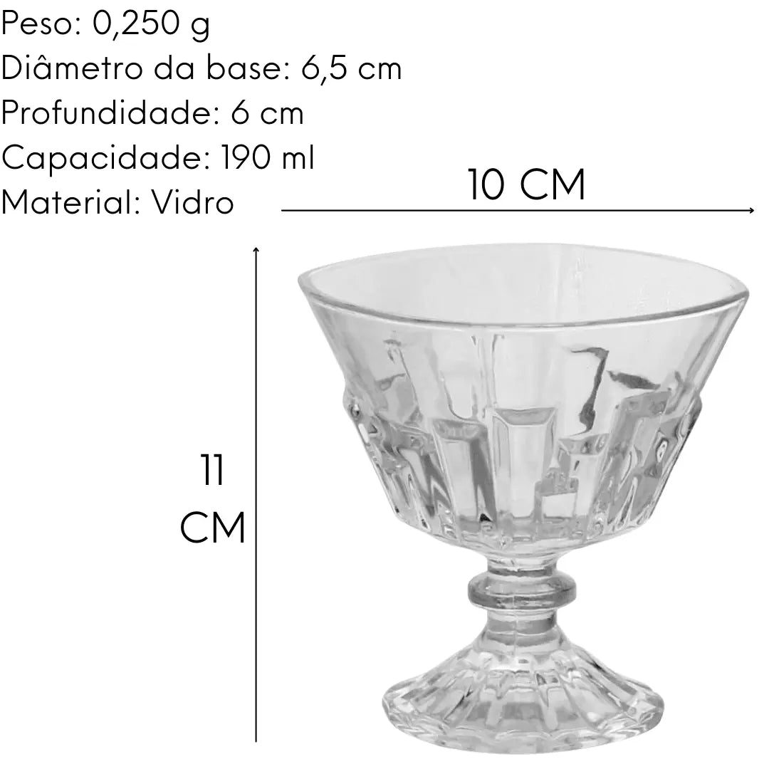 Taças Sobremesa Epoque 190ml Vidro Decorado Lyor