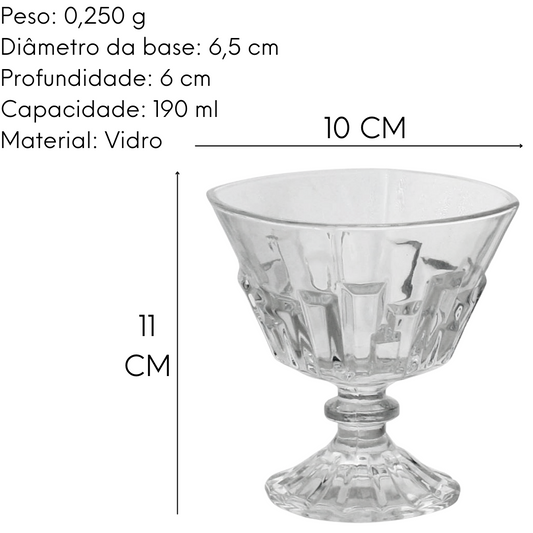 Taças Sobremesa Epoque 190ml Vidro Decorado