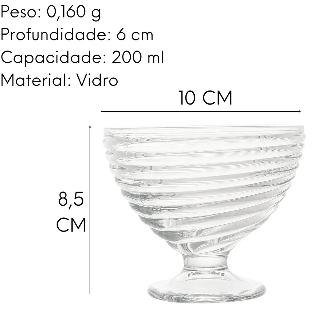 Taças Sobremesa Colmeia 10cm Vidro Lyor 200ml Lyor