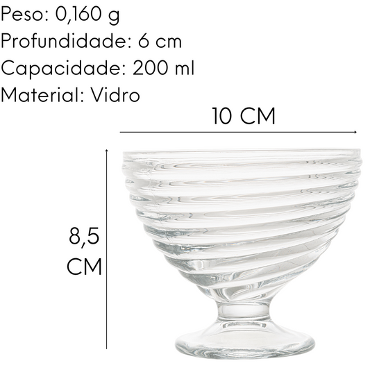 Taças Sobremesa Colmeia 10cm Vidro Lyor 200ml