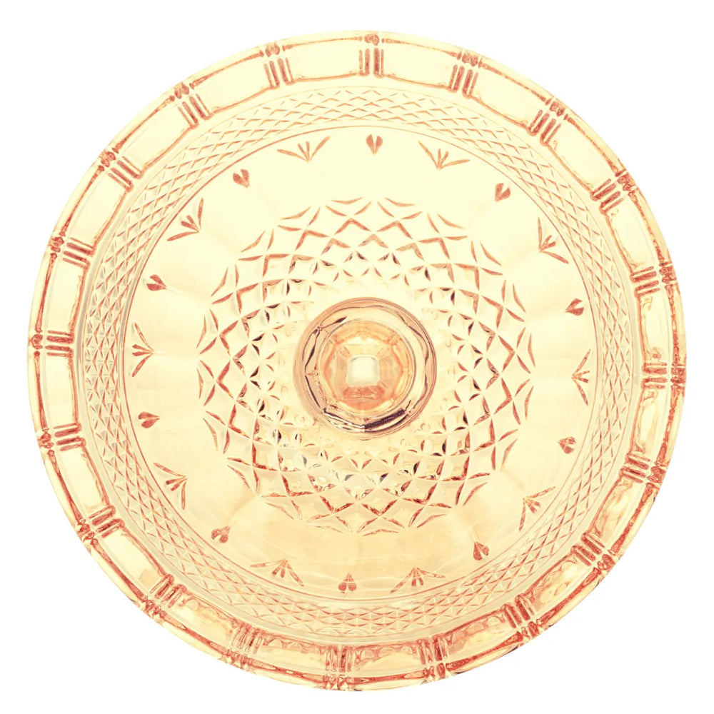 Centro De Mesa Ambar Amarelado C/ Pé Lyor 26cm Lyor