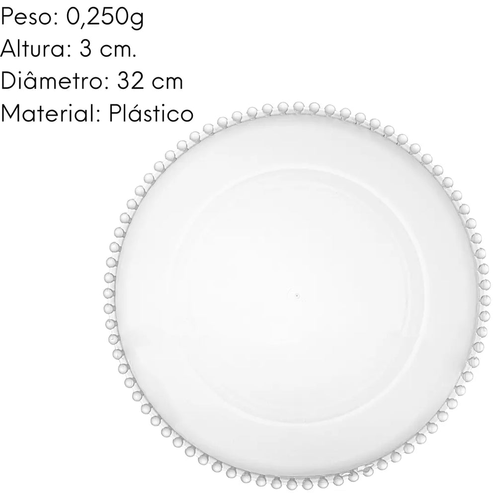 Sousplat Balls 32cm Transparente Plástico Redondo Lyor