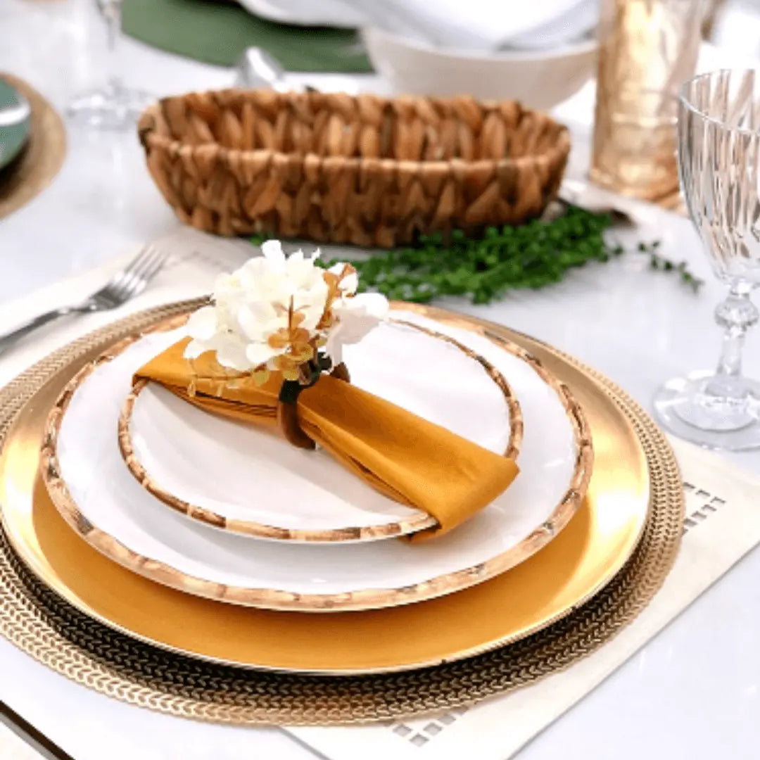 Sousplat Disco Opala Dourado 32,8cm Plástico Lyor