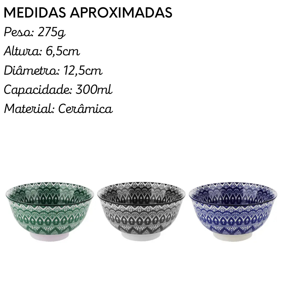 Tigela Bowl Geométrico de Porcelana 300 ML Lyor