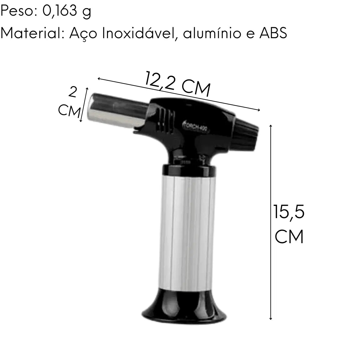 Maçarico Culinário Inox Preto E Branco Hercules